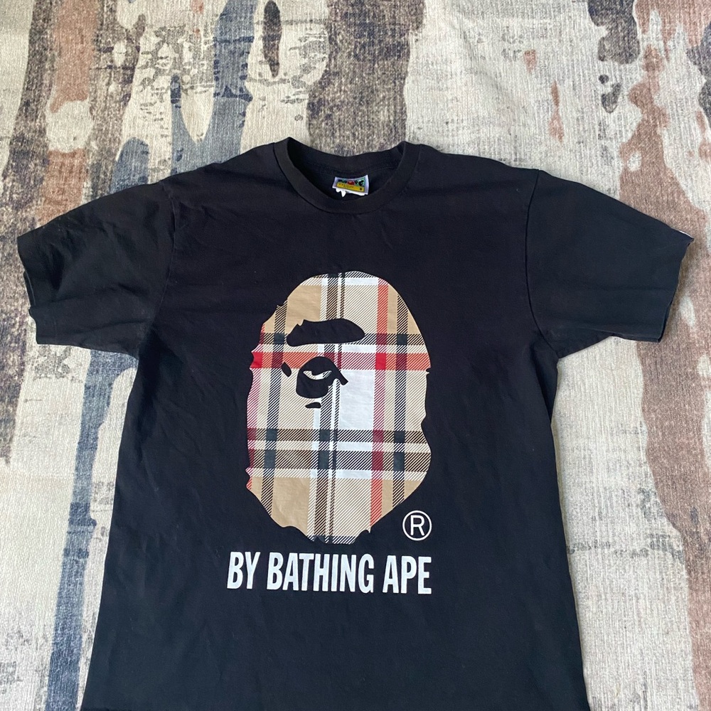 Bape burberry shirt black, Size small